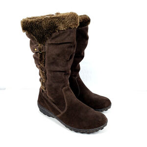 Khombu Sophie Womens Size 10 Brown Suede Faux Fur 14" Tall Warm Winter Boots